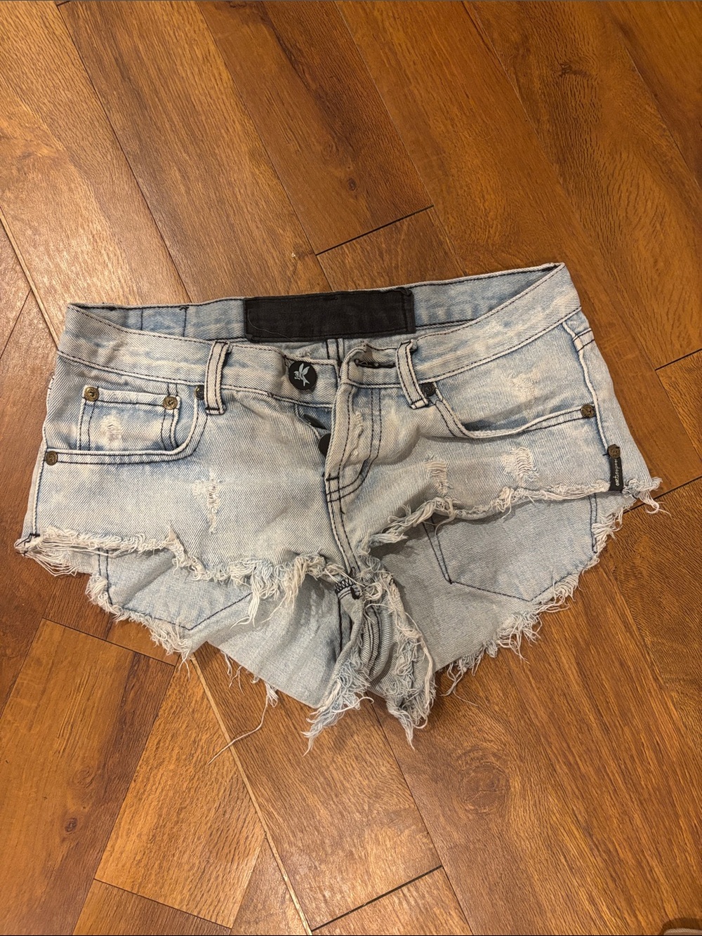 One Teaspoon Light Wash Distressed Denim Cutoff Shorts
